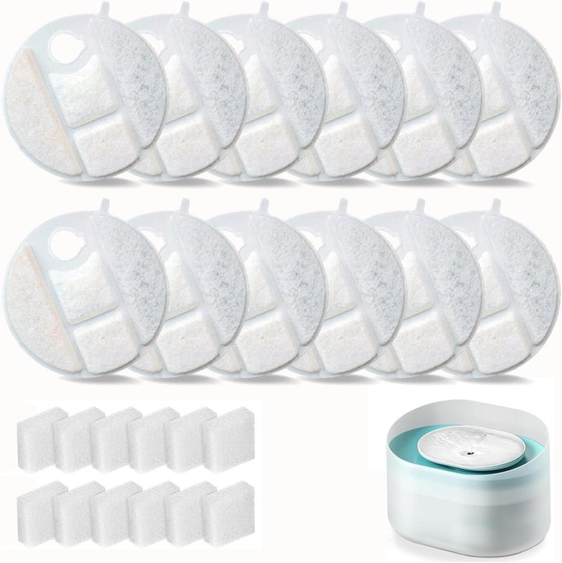 OUPUSES 12 Pack Dog Water Fountain Replacement Filters for Petlibro Capsule Dog Fountain PLWF008,Pet libro filters with Replacement Pre-Filter Pump Sponges. - Image 1
